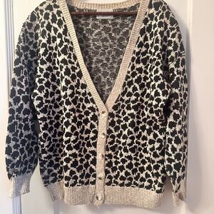 Herald House Vintage Leopard Print Cotton Cardigan M/L Made in USA
